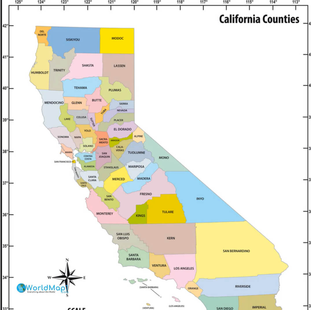 California Latitude and Longitude Map
